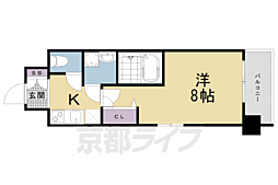 京都市営烏丸線 五条駅 徒歩5分の賃貸マンション 13階1Kの間取り
