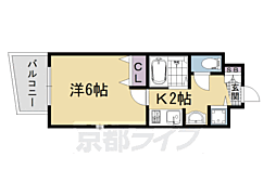 京都市営烏丸線 五条駅 徒歩3分の賃貸マンション 4階1Kの間取り