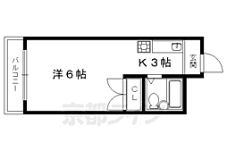 ラ・フォンテ御所西 3階1Kの間取り