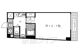オーク西陣 2階1Kの間取り