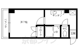 レジデンス西陣 1階1Kの間取り