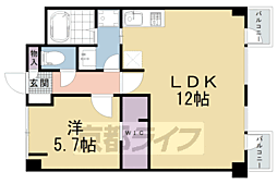 サンフローラ三条大宮 4階1LDKの間取り