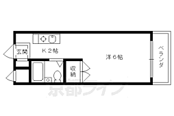 ヴィラ御前 2階1Kの間取り