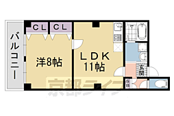 京都市営烏丸線 五条駅 徒歩3分の賃貸マンション 7階1LDKの間取り