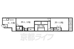 四坊大宮ビル 2階3DKの間取り