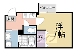 ＶＥＧＡＳ西ノ京Ａ 2階1Kの間取り