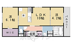 阪急京都本線 西院駅 徒歩17分の賃貸アパート 1階2LDKの間取り