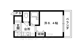 御所西セントラルハイツ 2階1Kの間取り