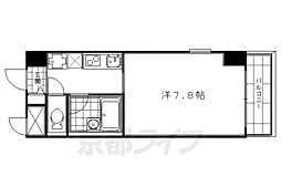 響の館 3階1Kの間取り