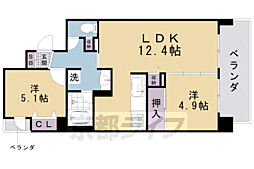 ラ・トゥール二条御所南 5階2LDKの間取り