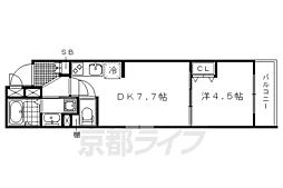 べラジオ堀川今出川 3階1DKの間取り