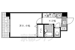 ハウスセゾン北野 5階1Kの間取り