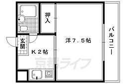 聚楽ＰＡＴＩＯ 4階1Kの間取り