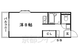 アーバンツリー上賀茂 3階ワンルームの間取り