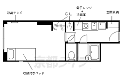 コスモリード京都今出川 2階1Kの間取り