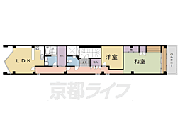 京都市営烏丸線 五条駅 徒歩8分の賃貸マンション 2階2LDKの間取り