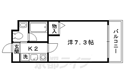 作思以度衣笠 1Kの間取図画像