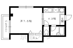 白梅ヒルズ 1Kの間取図画像