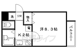 西陣の中 1Kの間取図画像