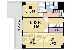 シルバーシャトー太秦 3LDKの間取図画像