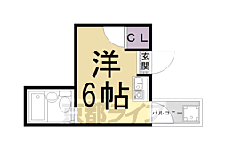 フラッツ太秦 1Kの間取図画像