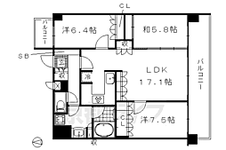 リーガルマンション京都御所西2 3LDKの間取図画像