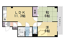 エステート原田 2LDKの間取図画像
