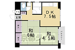 東寺ハイム 2DKの間取図画像
