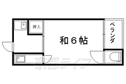 北白川ハイツ 1Kの間取図画像