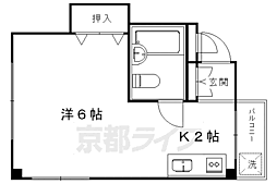 ハイジィホフ北白川 1Kの間取図画像