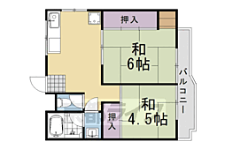 ウェストヒルズ桂 2DKの間取図画像