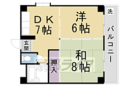 アビタシオン南桃山 2DKの間取図画像