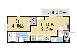 MOCXION桃山 1LDKの間取図画像