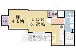 レクエルド桃山 1LDKの間取図画像