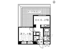 casa+α烏丸 1DKの間取図画像