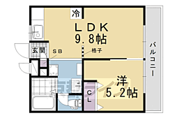 パークハイム三栖 1LDKの間取図画像