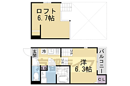 ハーモニーテラス椥辻封シ川町 ワンルームの間取図画像