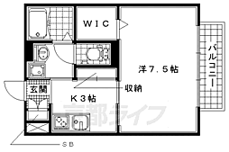 モナリエ砂田 1Kの間取図画像