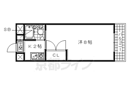 フェリーチェ同志社前 1Kの間取図画像