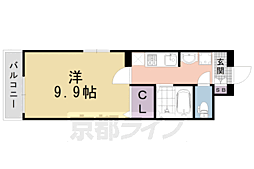 御所南100 1Kの間取図画像