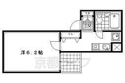 デトム・ワン烏丸鞍馬口パート2 1Kの間取図画像
