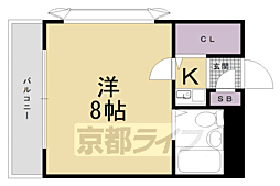 ヴィラエトワール西院 1Kの間取図画像