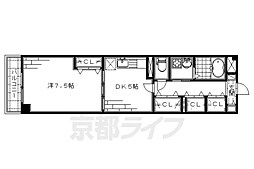 パレス伏見 1DKの間取図画像