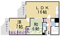 グランピーノ伏見桃山 2LDKの間取図画像