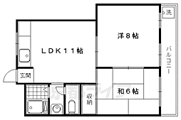 マンション高原 2LDKの間取図画像