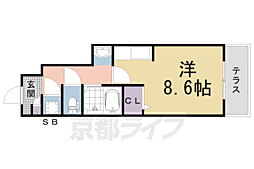 ヴェルドミール嵯峨野 ワンルームの間取図画像