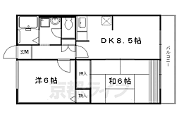 サンハイム下鴨 2LDKの間取図画像