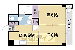 西京極ガーデンハイツ 2DKの間取図画像