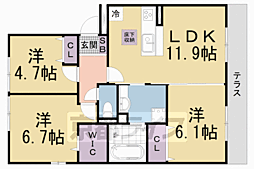 湖城ヶ丘ハイツ9号館 3LDKの間取図画像
