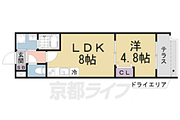 Pilina山科西野 1LDKの間取図画像